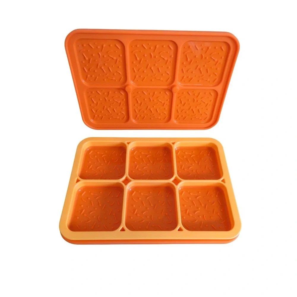 Pampered Chef Silicone Ice Cream Sandwich Maker 2493 Orange 6 Cavity Mold‎ + Lid